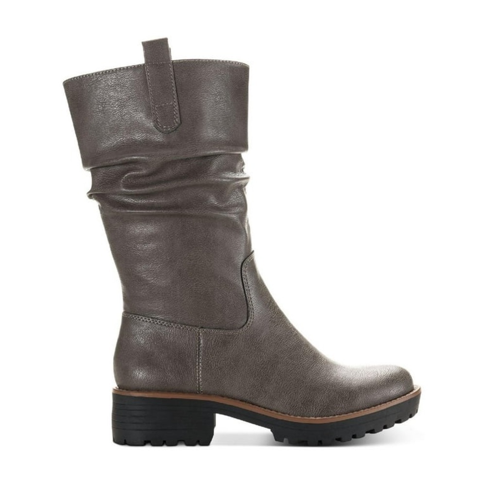 Sun + Stone NEW Man Made Gray Combat & Moto Mid-Calf Boots, Size 8.5 NO BOX
